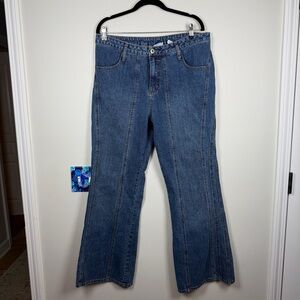 Carolina Blues Vintage Medium Wash Flare Denim Jeans Stitching Y2K Size 16